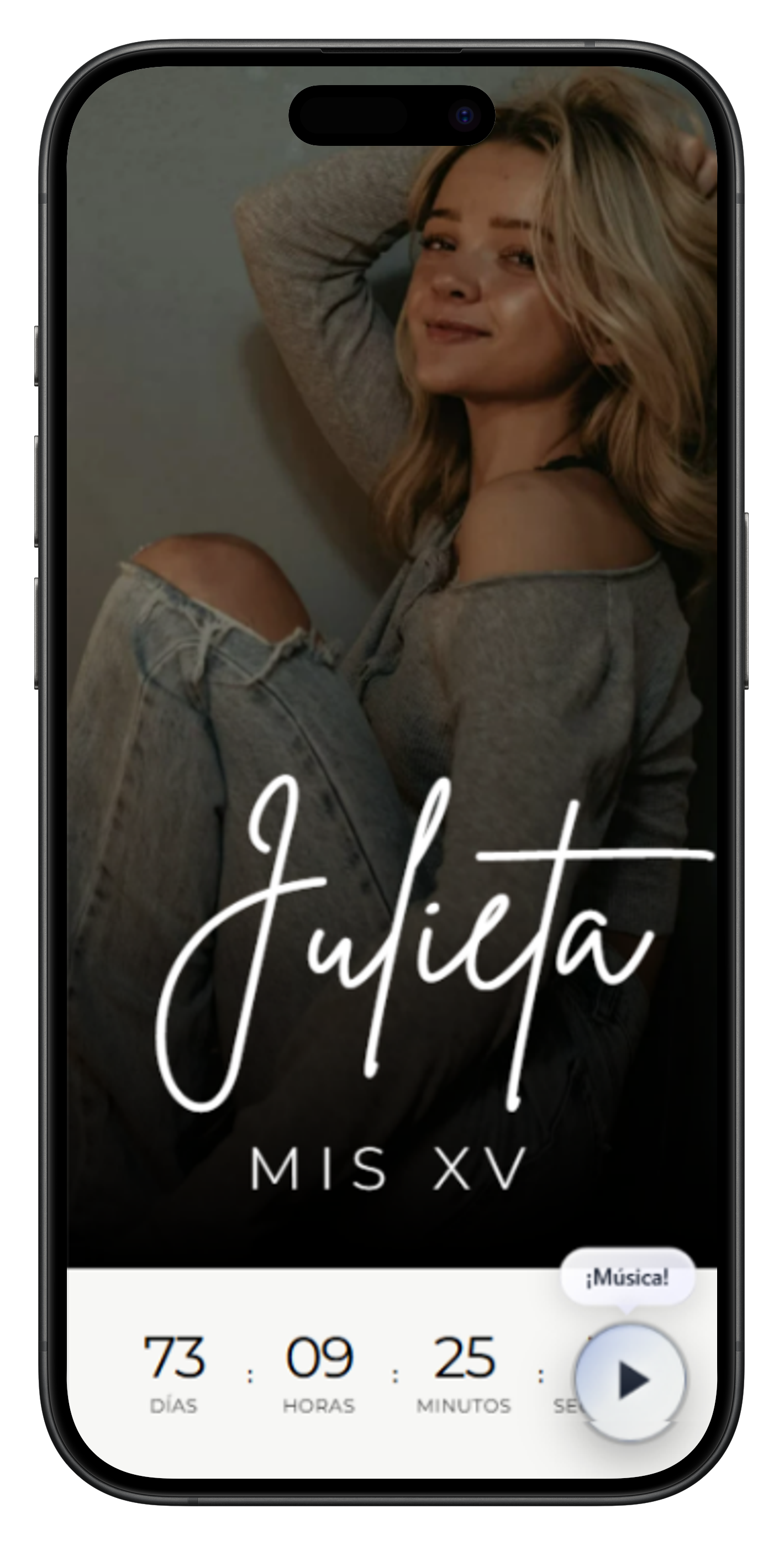 Mockup invitación digital en iPhone delantero